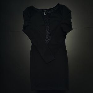 Mesh Backed Long Sleeve Dress